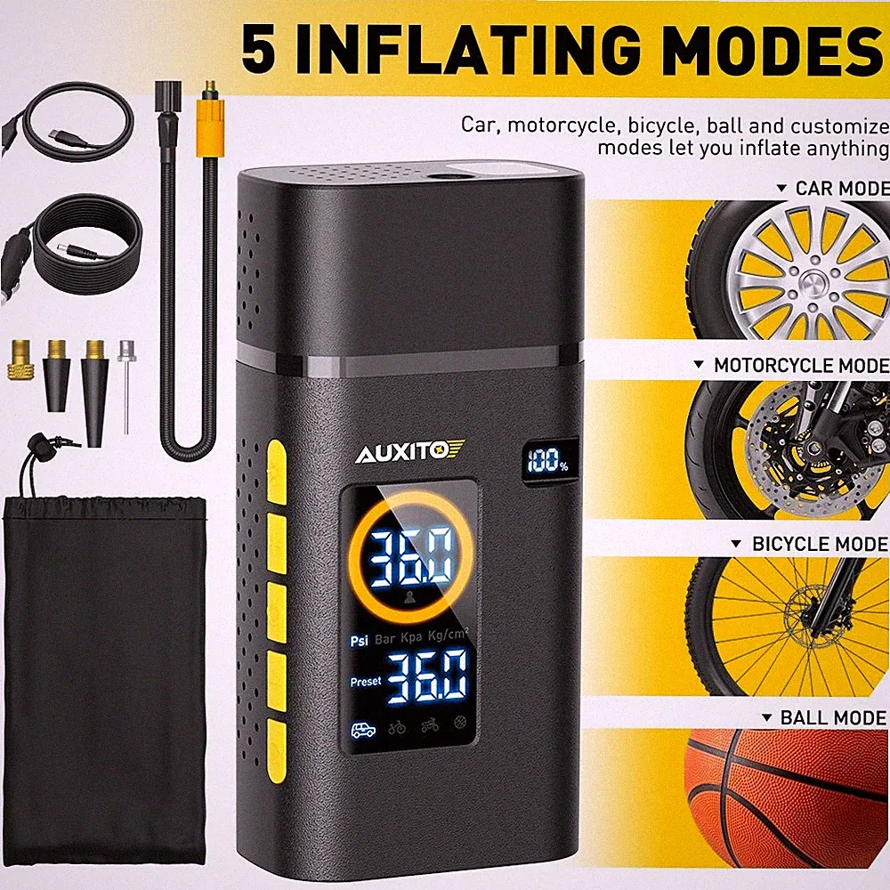 Car Electric Air Pump 150PSI Air Compressor Portable Tire Inflator Car For Bike